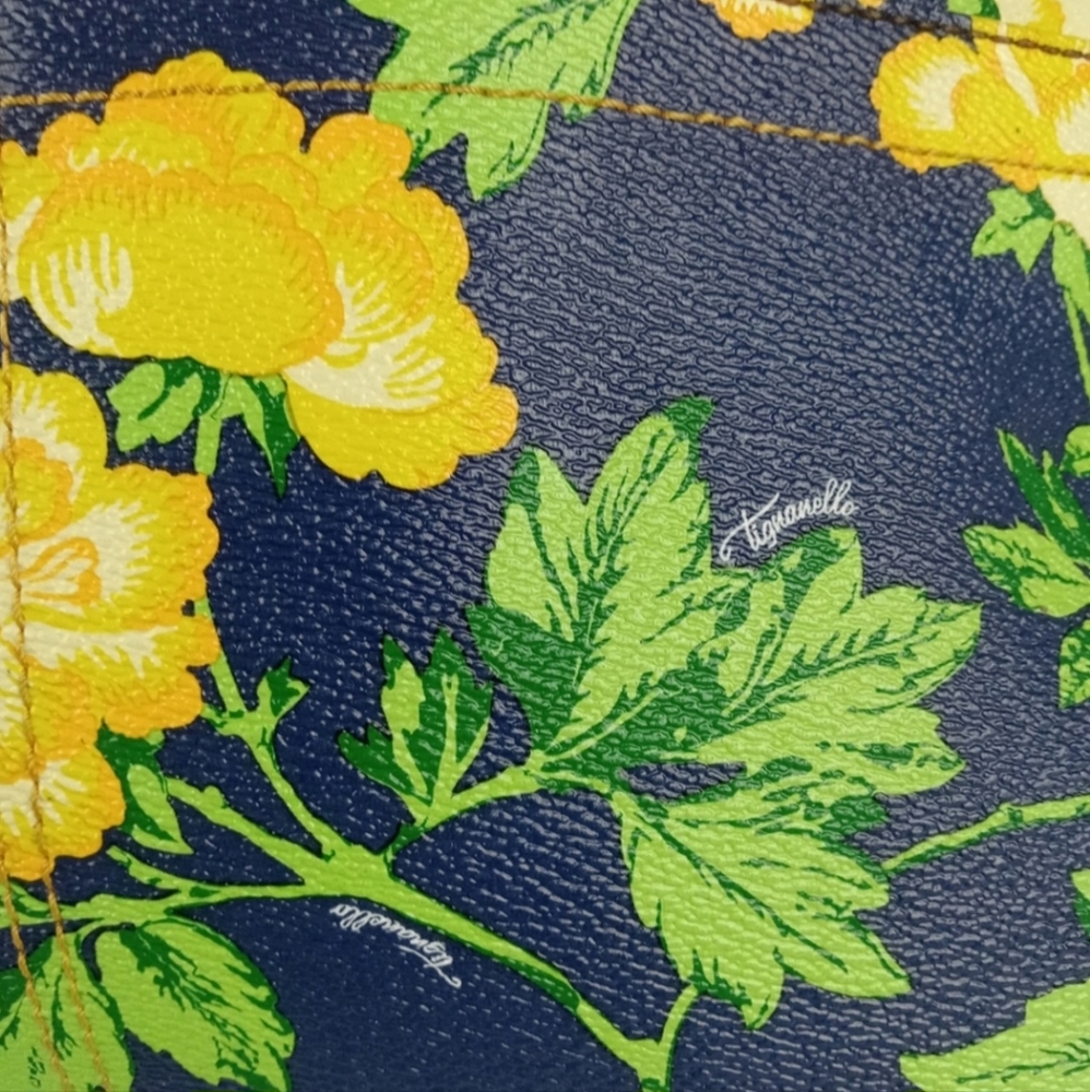 Tignanello Blue Floral Leather Satchel - Picture 4 of 4